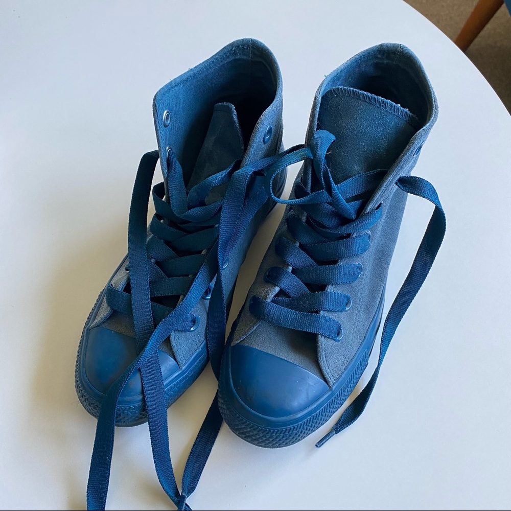 Blue Suede One-of-a-kind Converse High Tops Unisex Womens Mens